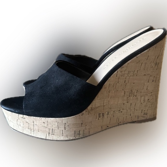 Veronica Beard Suede Cork Wedge Heel Mules - Picture 6 of 11